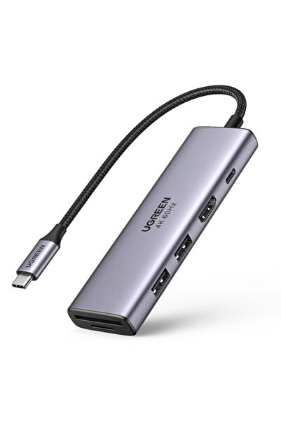 Ugreen Hub USB 6 în 1 Tip-C, 2x USB, HDMI, SD/TF