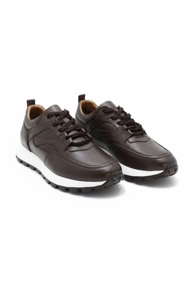 By Barretti Brown Sneaker with Side Motif and Checked Sole