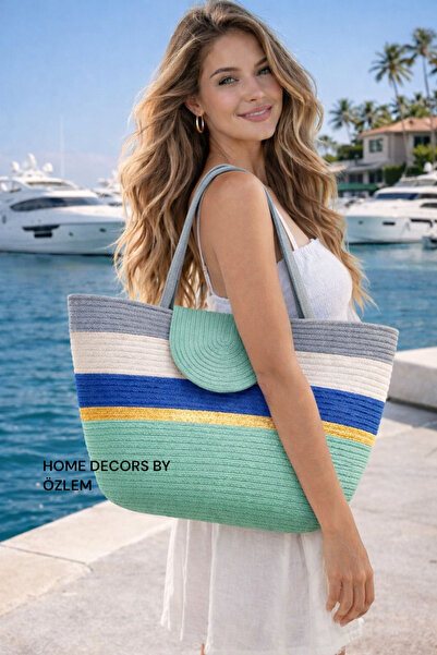 home decors by özlem Straw Shoulder Bag Beach Bag Daily Bag Arm Bag Handcraft...
