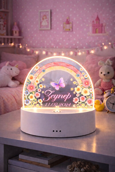 Zeymond Kişiye Özel İsimli LED Gece Lambası 3 Modlu Çiçekli Gökkuşağı Tasarım...
