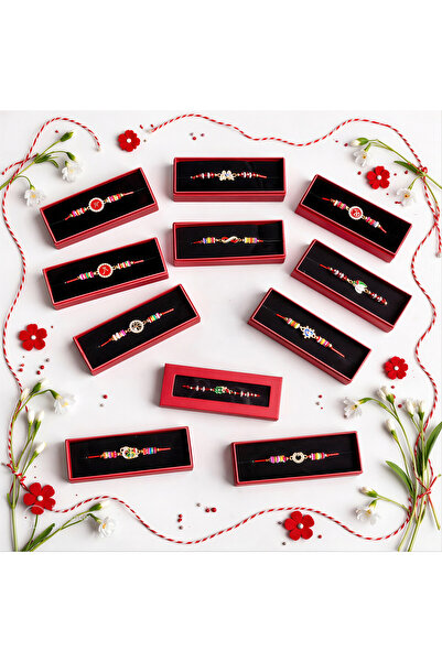 JML Brățară Mărțișor cu șnur reglabil 24/set, pandantiv metalic și mărgele în...