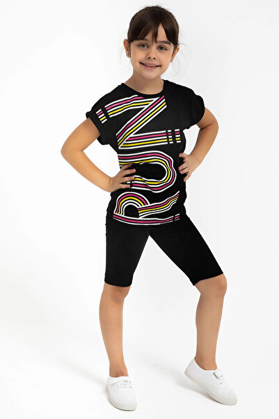 Rolypoly Kız Çocuk Siyah Bermuda Takım