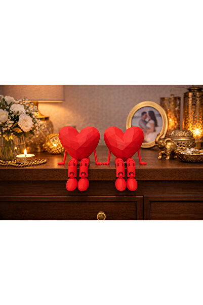 TreeDCraft Oturan Kalp Biblo – Sallanan Ayaklı Hediye Figürleri Dekoratif Mas...