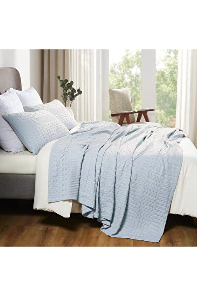 Kotonia Home Waffle blanket, 220x240 cm, 100% cotton - sky blue