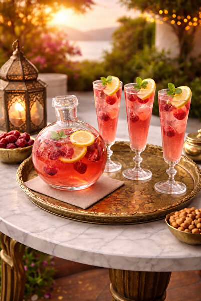 COCEM 500 cc Cam Karaf & Kahve Yanı Bardak Seti – Şerbetlik Mini Sunumluk