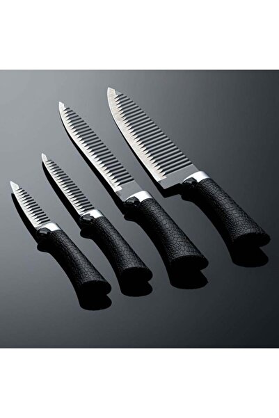 AVA Set of 4 Stainless Steel Kitchen Knives, Serrated Blades, Ergonomic Handl...