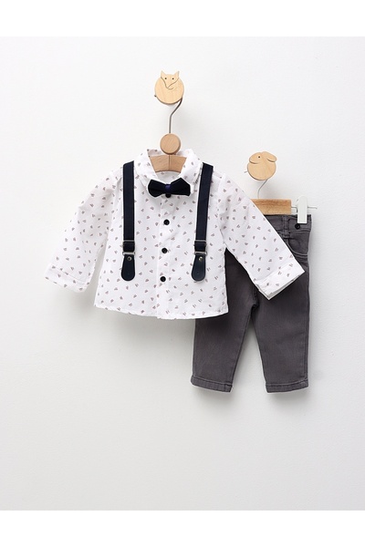 MiniKids Κομψό κοστούμι, Jacob, λευκό-μπλέ-γκρι 92 (18-24 μηνών)