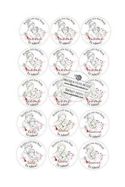 Decoratiuni Dulci Imagine comestibila, Martisoare pentru familie - Decupat