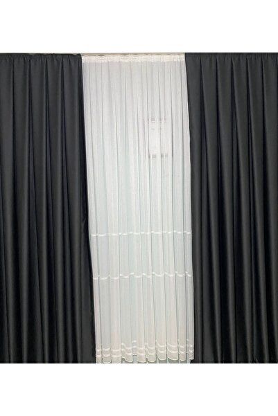 morpi Blackout Işık Geçirmez Fon Perde ANTRASİT Pilesiz -Büzgülü Ekstrafor- K...