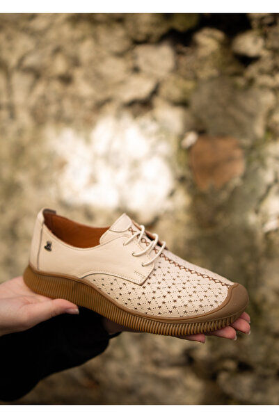 Venüs 241316 Hakiki Deri Lastik Bağcıklı Lazer Baskılı Günlük Kadın Ayakkabı