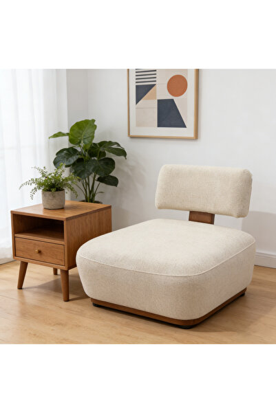 Bleco 现代簇绒休闲椅，带木框架和卷曲靠背，柔软耐用的软垫，适合家庭办公室和客厅