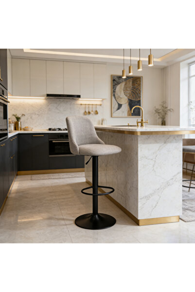 Bleco Luxury Bar Chair Furniture Lift Rotating Metal - Modern Velvet Swivel S...