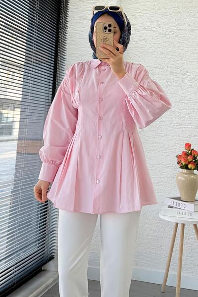 MELEK ARAZ Premium Poplin Shirt Tunic with Pencil Detail on Front and Back — ...