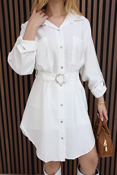 GRODYT Buttoned Hijab Shirt Dress with Pockets and Belt. Stylish and Comforta...