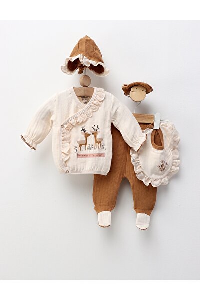 MiniKids Costumas 5 piese Muselina, Caprioare, cu maro 62 (0-3 luni)