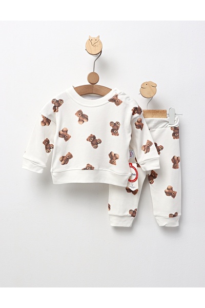 MiniKids Costumas bebe Teddy the Bear, alb 62 (0-3 luni)