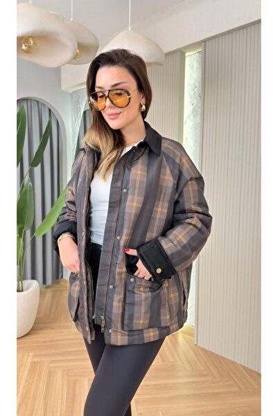 bahar uğurlu Premium Plaid Pattern Thin Coat
