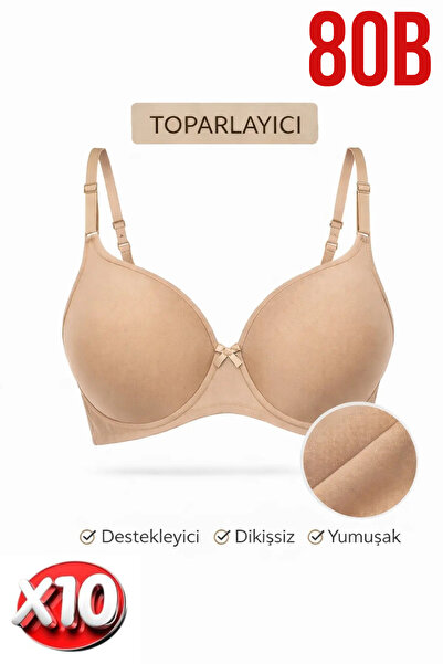 PRUSA İÇ GİYİM Women's Padded (Supported) Underwire Gathering Beige Bra X10 (...