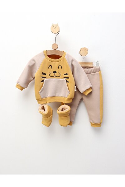 MiniKids Padded tracksuit+boots, yellow 86 (12-18 months)