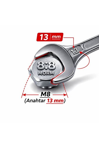 akatsuki Paslanmaz Çelik civata + Somun + Rondela Seti (M8x120mm) – 10 Adet