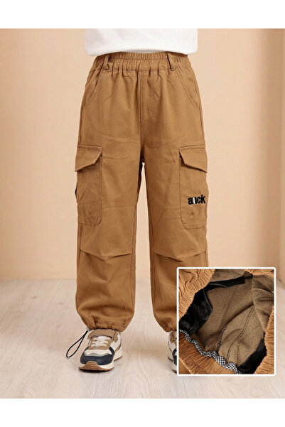 MiniKids Fur-lined pants, Cargo Ainck Tactics, brown 140 (9-10 years)