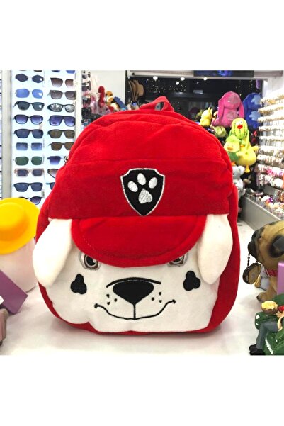 GLOW ACCESSORIES BAE Cute Paw Petrol Children's Plush Backpack Red 35X30 cm