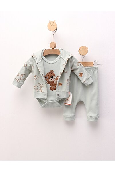 MiniKids Σετ 3 τεμαχίων, Μικρή Αρκούδα Ήρωας, πράσινο 62 (0-3 μηνών)