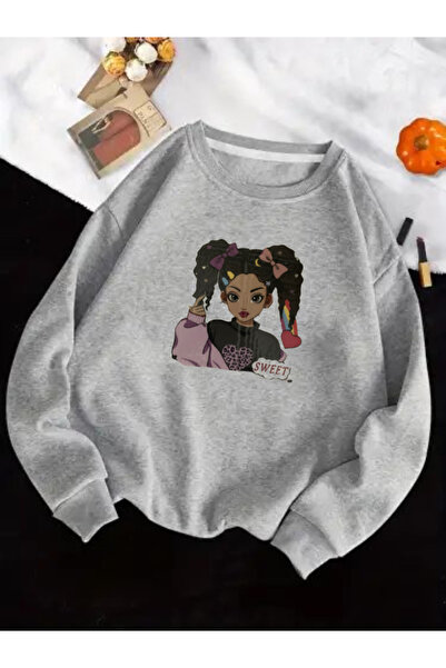 bahar uğurlu SWEATSHIRT CU IMPRIMEU PENTRU FETE, CU 3 FIRURI
