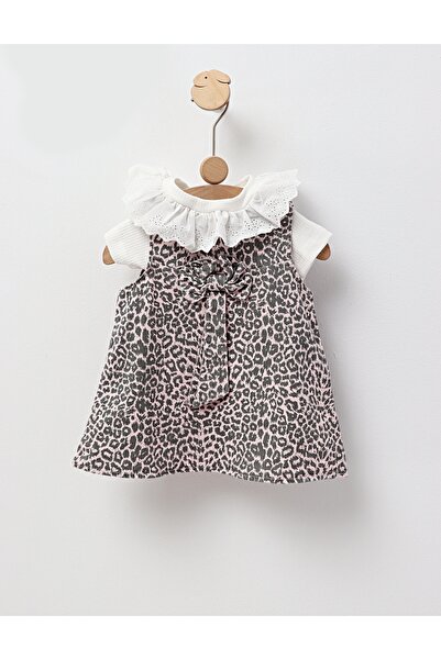 MiniKids Летен комплект с лятна рокля, с животински принт, розов 104 (3-4 год...