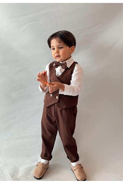 bohemiankids baby wear Set vestă, pantaloni, cămașă și papion pentru băieți