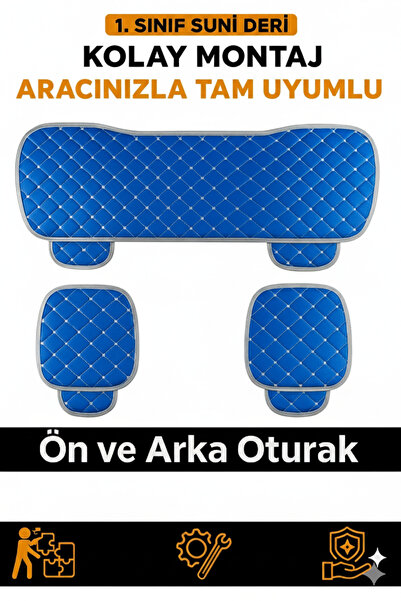 TROBUS 3 Piece Quilted Seat Car Seat Cover Faux Leather– Non-Slip, Front and ...