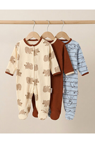 MiniKids Set of 3 overalls, with booties, Baby Bears, multicolor 62 (0-3 months)