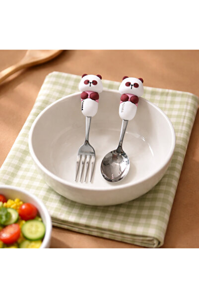 OUTLET Ayıcık Detaylı Çocuk Çatal ve Kaşık