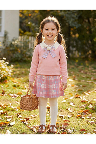 MiniKids Sweater + Skirt + Brooch Set, Evelyn coral 128 (7-8 years)