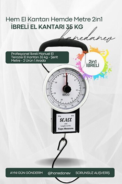 Hanedanev Profesyonel İbreli Manuel El Terazisi El Kantarı 35 kg - Şerit Metr...