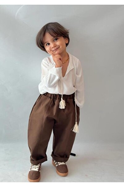 bohemiankids baby wear Pantaloni din Gabardină cu buzunare pentru băieți și S...