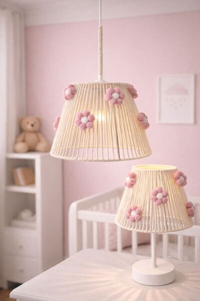 C&A&B KUZEY AVİZE EKRU MAKROME İP SARGI KONİK TEL ÇİÇEK PONONLU KIZ BEBEK VE ...