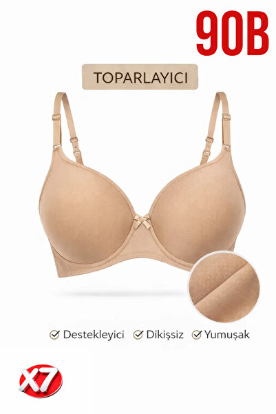 PRUSA İÇ GİYİM Women's Padded (Supported) Underwire Gathering Beige Bra X7 (7...