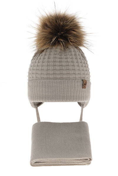 MiniKids Beanie and scarf set Salam beige 42-44