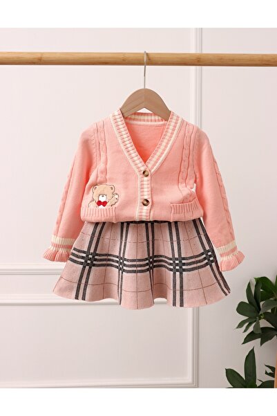 MiniKids Sweater + Skirt Set, coral model 128 (7-8 years)