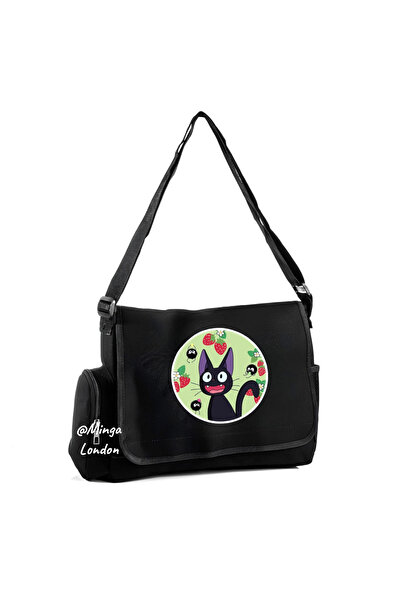 Minga London Crna mačka Kiki Štampano Poštarska torba -mingalondon