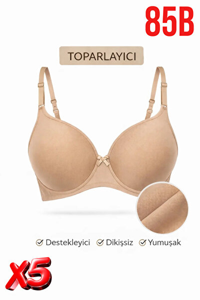 PRUSA İÇ GİYİM Women's Padded (Supported) Underwire Gathering Beige Bra X5 (5...