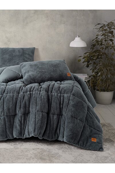 Talis Set of 2 Duvet Covers and 2 Pillowcases Grey Yorgan 195x215 cm (Microfi...