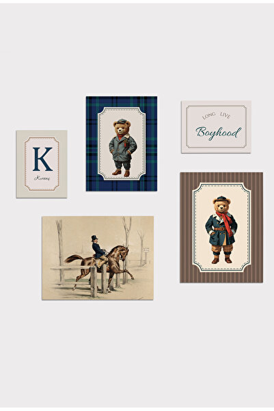 leilart Polo Ayıcık Temalı Çocuk Posteri 5li Çerçevesiz Poster SET