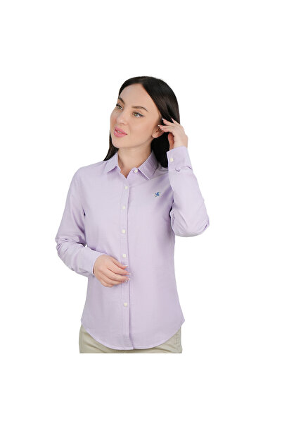 Giordano Women’s Slim Fit Cotton Oxford Shirt | Acute Collar with Embroidery