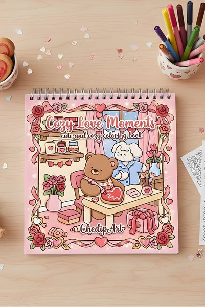 M&H Coloring Cozy Love Moments - 21X21 cm Coloring Book, for Children and Adults