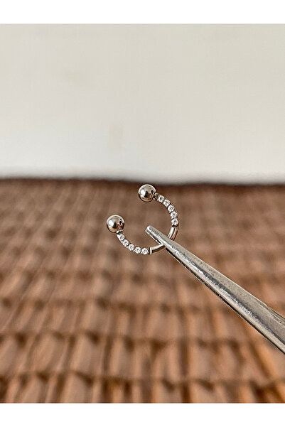 Rupen Kraft Gerçek Titanium G23 Zirkon Taşlı Çift Top 3mm x 8mm x 1.2mm Titan...