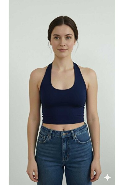 Maison La Femme Women's Halter Neck Basic Crop Halter Collar, Flexible and St...