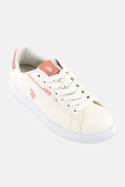 U.S. Polo Assn. Kids Girl Brand Logo Lace Up Casual Shoes, White