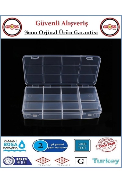GrossAVM Organizer Kutusu - 12 Gözlü - Vida, Dubel, Takı, Boncuk Saklama Kutu...